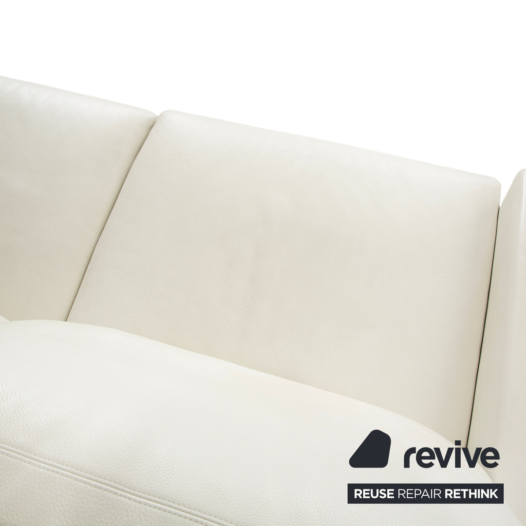 Divano a due posti Erpo CL 100 in pelle, colore bianco crema