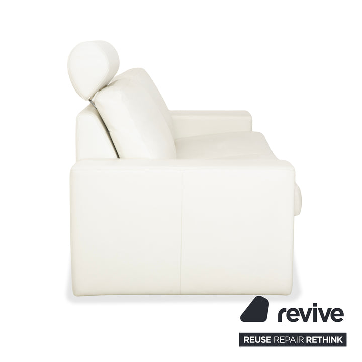 Canapé deux places en cuir Erpo CL 100 blanc crème
