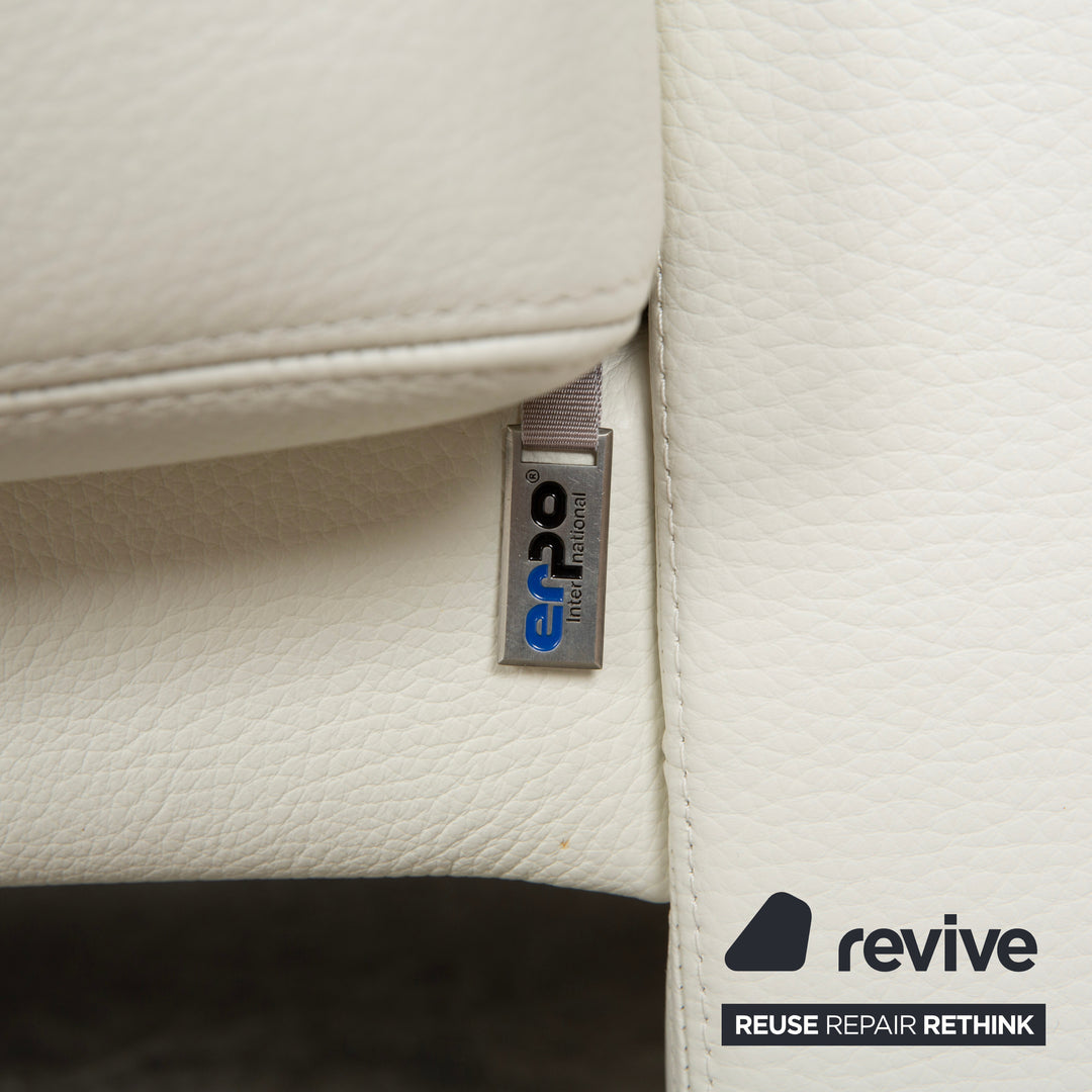 Canapé deux places en cuir Erpo CL 100 blanc crème