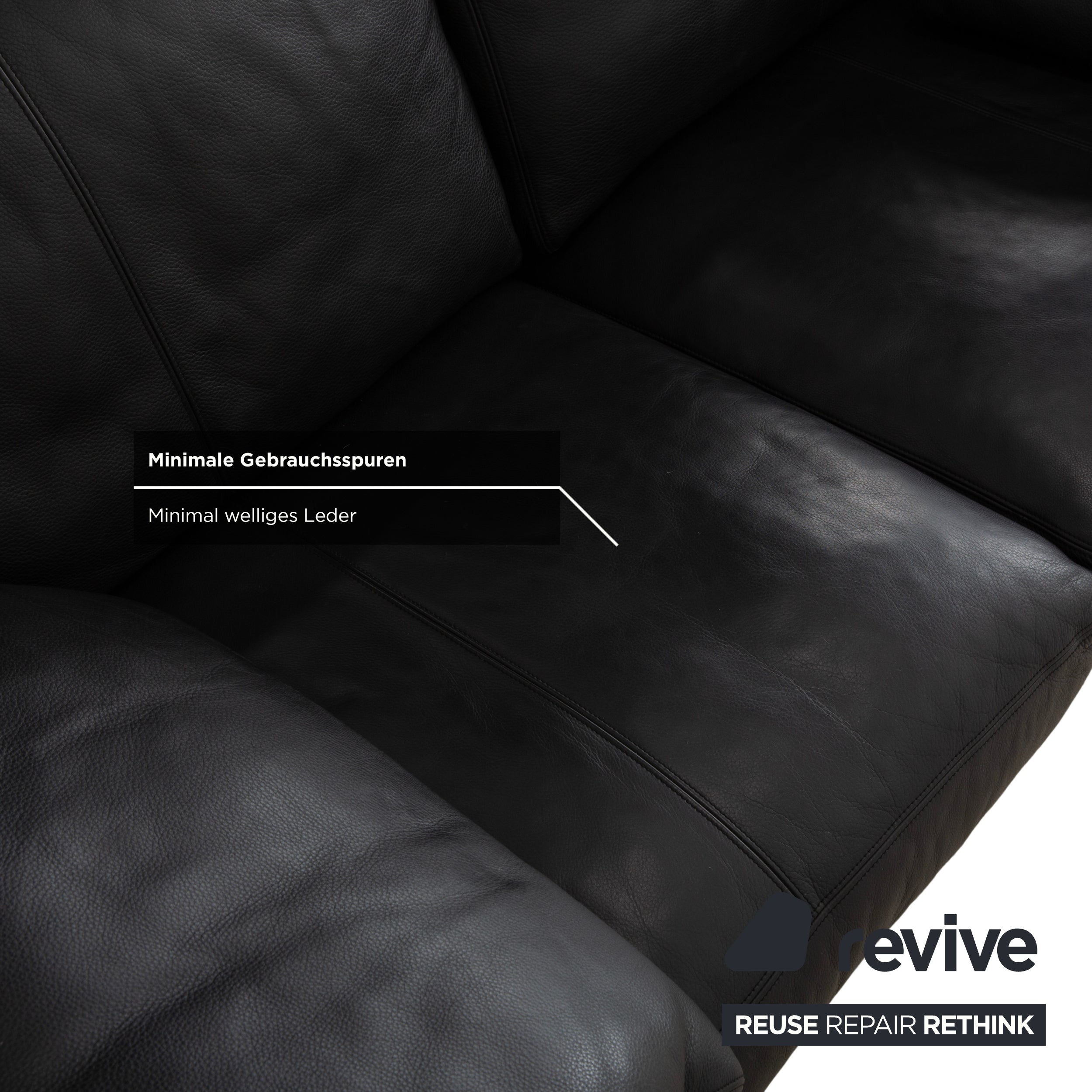 Canapé deux places en cuir noir Erpo CL 200