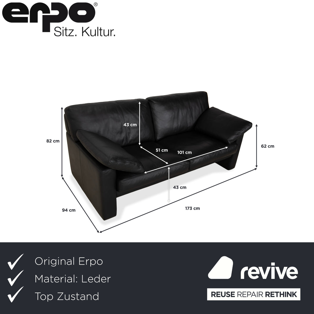 Erpo CL 200 Leder Zweisitzer Schwarz Sofa Couch