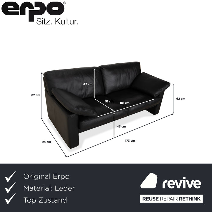 Erpo CL 200 Leder Zweisitzer Schwarz Sofa Couch