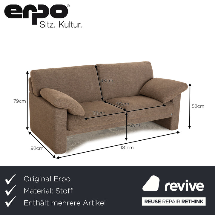 Erpo CL 200 Stoff Sofa Garnitur Grau Braun 2x Zweisitzer Couch