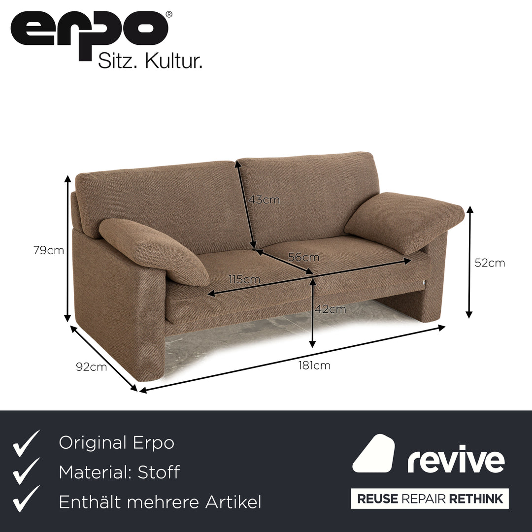 Erpo CL 200 Stoff Sofa Garnitur Grau Braun 2x Zweisitzer Couch