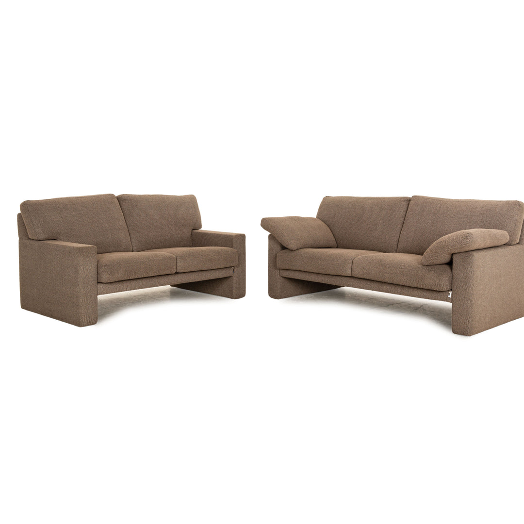 Erpo CL 200 Stoff Sofa Garnitur Grau Braun 2x Zweisitzer Couch