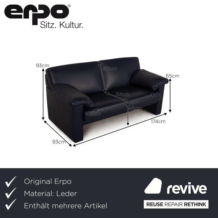 Erpo CL 300 Designer Leder Sofa Garnitur Blau Dreisitzer Zweisitzer