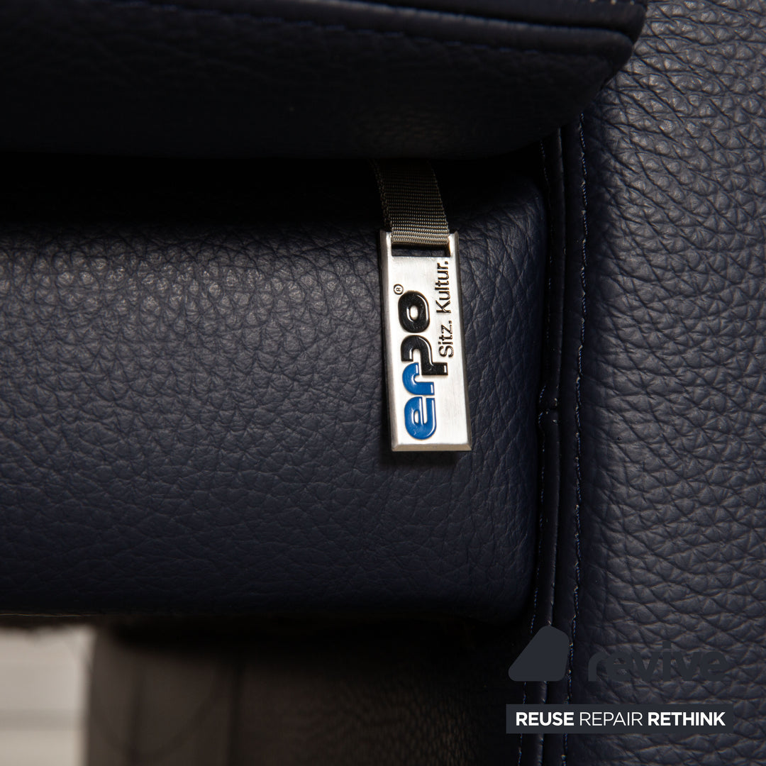 Erpo CL 300 Designer Leder Sofa Garnitur Blau Dreisitzer Zweisitzer