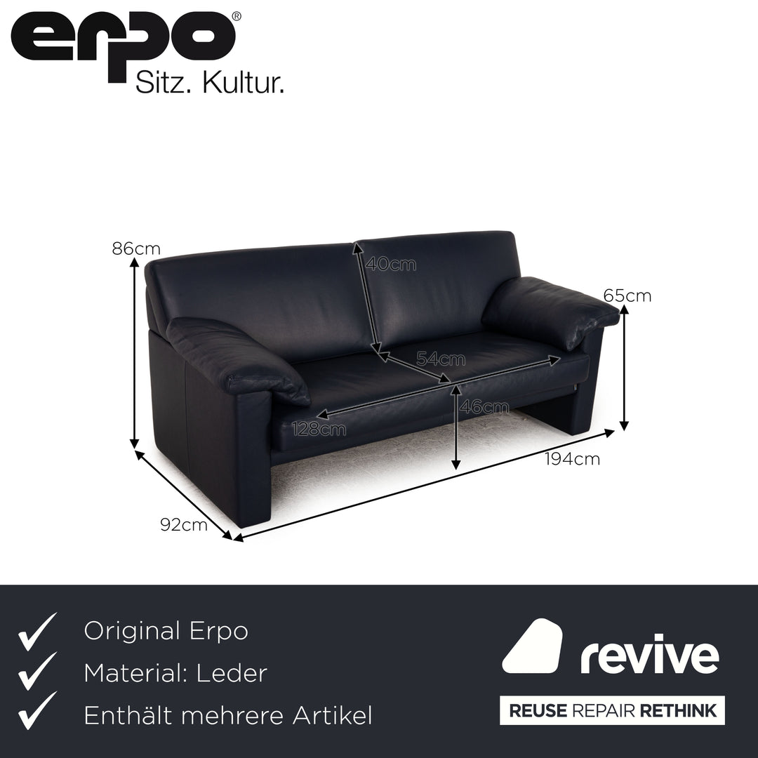 Erpo CL 300 Designer Leder Sofa Garnitur Blau Dreisitzer Zweisitzer