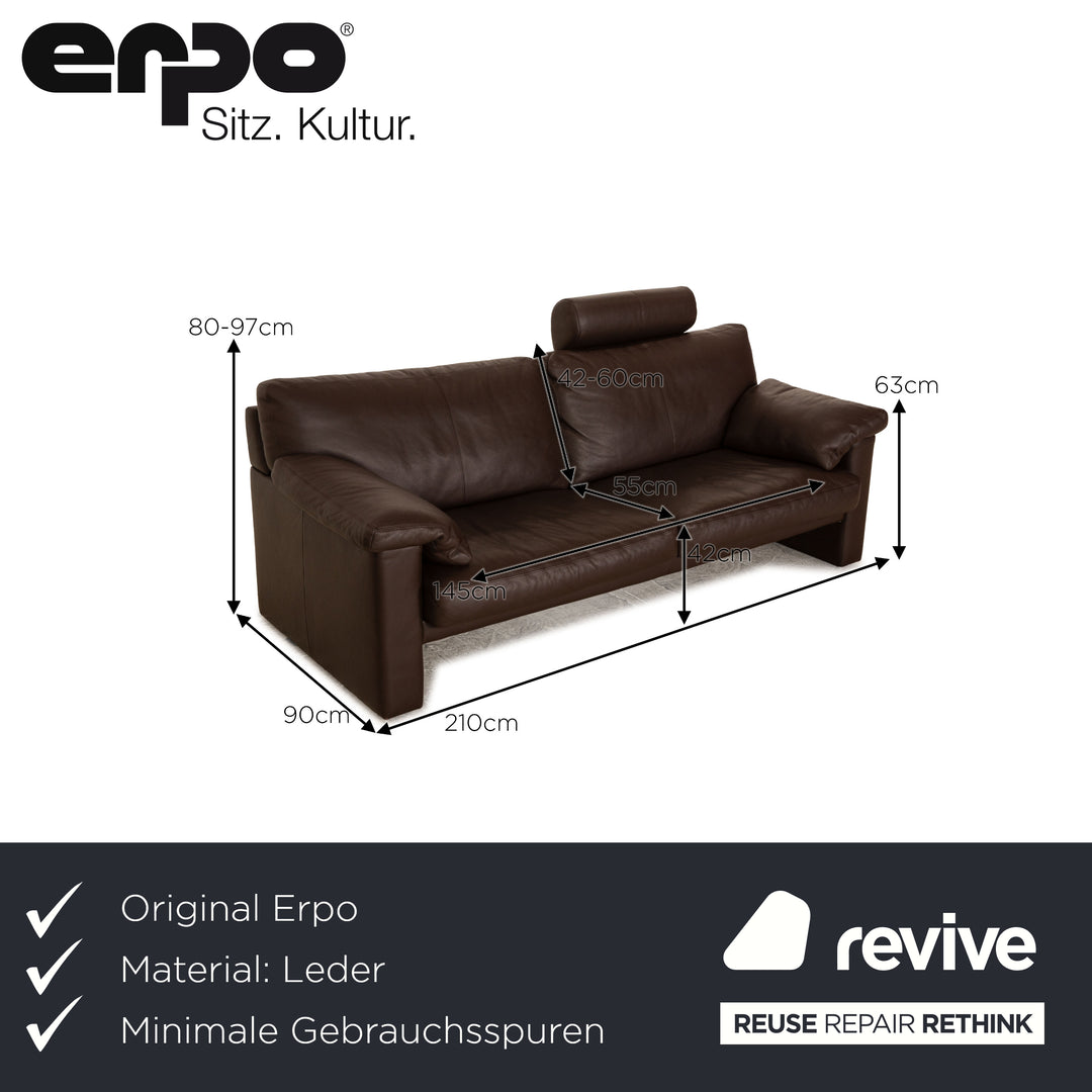 Erpo CL 300 Leder Dreisitzer Braun Sofa Couch