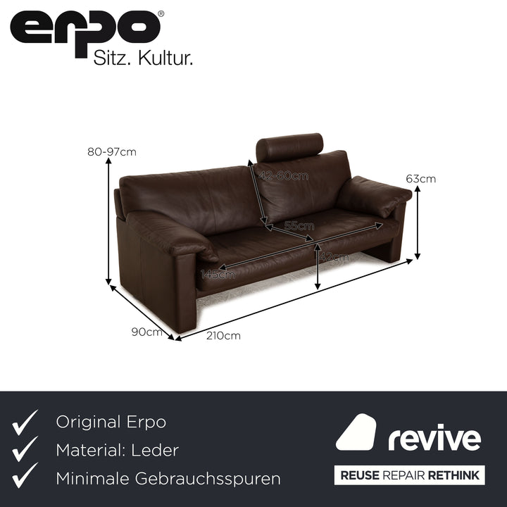 Erpo CL 300 Leder Dreisitzer Braun Sofa Couch