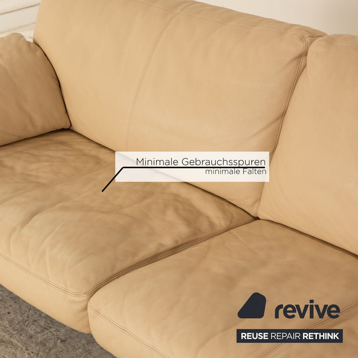 Erpo CL 300 leather three-seater cream sofa couch