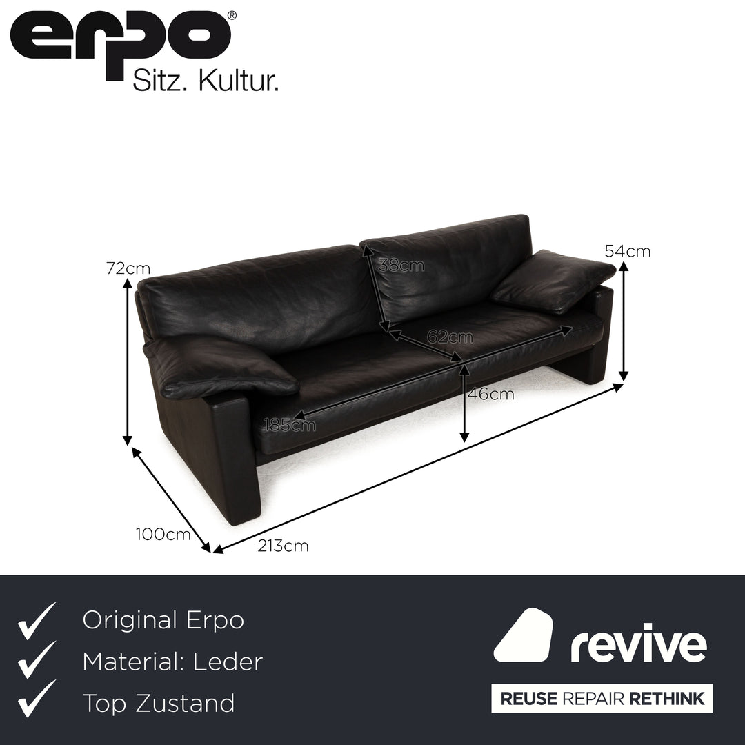 Erpo CL 300 Leder Dreisitzer Schwarz Sofa Couch