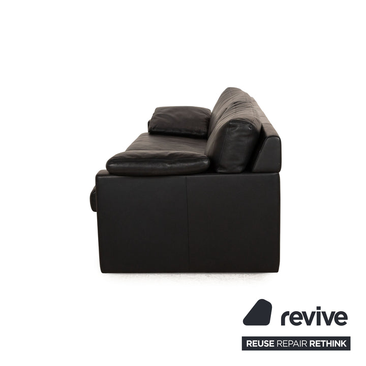 Erpo CL 300 Leather Three Seater Black Sofa Couch