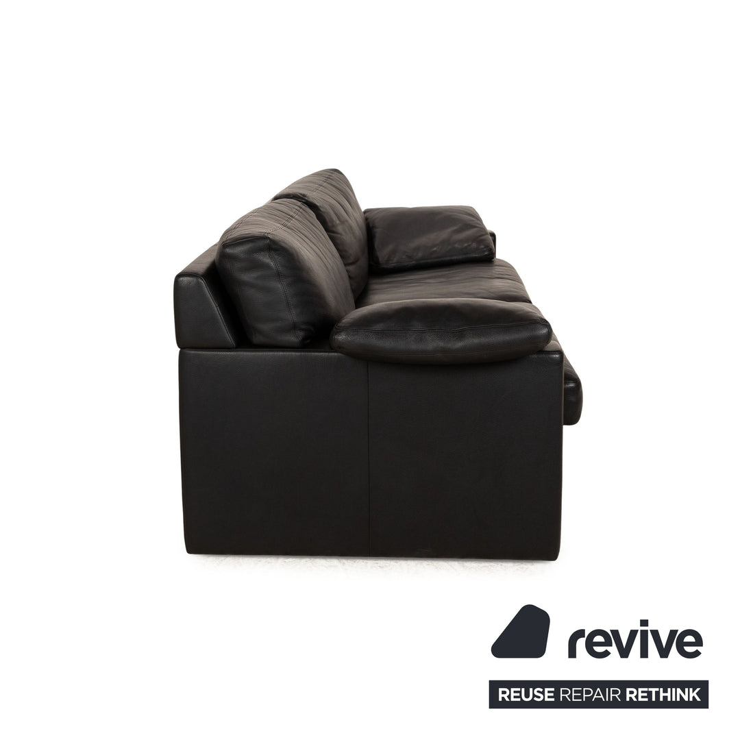 Erpo CL 300 Leather Three Seater Black Sofa Couch