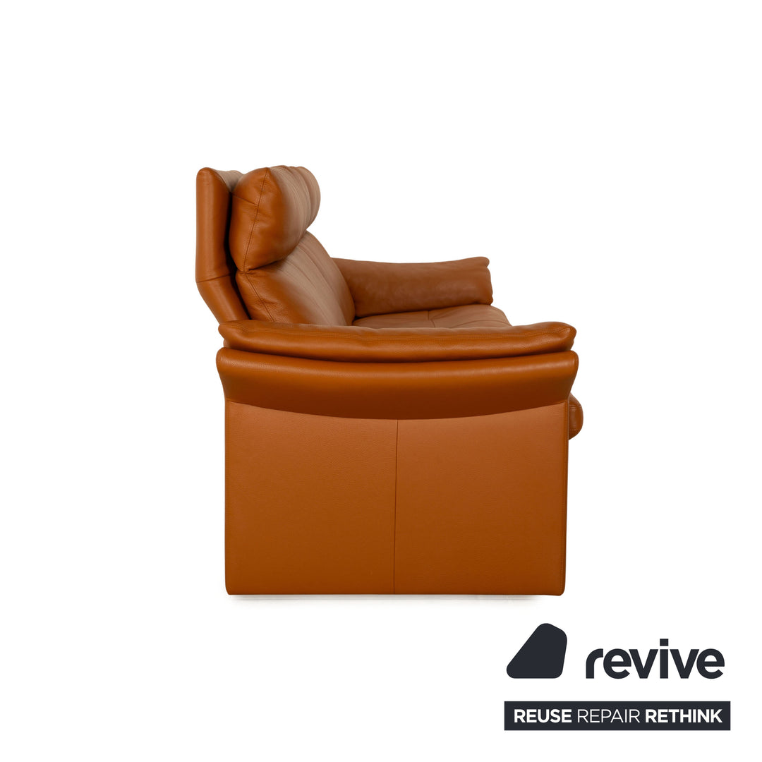 Erpo CL 300 Leder Sofa Garnitur Braun Dreisitzer Hocker Couch manuelle Funktion