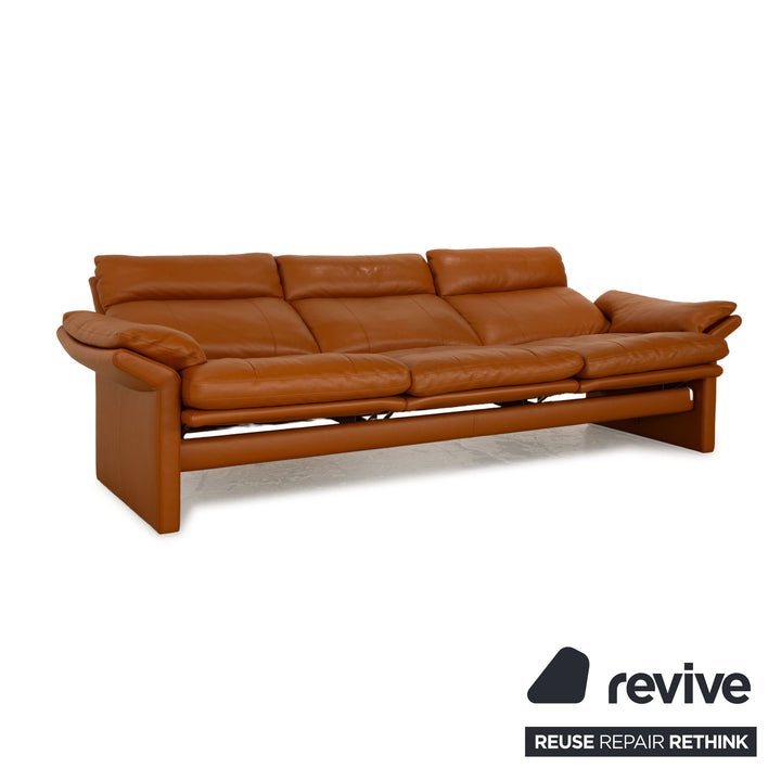 Erpo CL 300 Leder Sofa Garnitur Braun Dreisitzer Hocker Couch manuelle Funktion