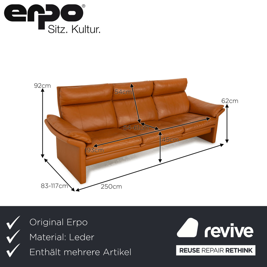 Erpo CL 300 leather sofa set brown three-seater stool couch manual function
