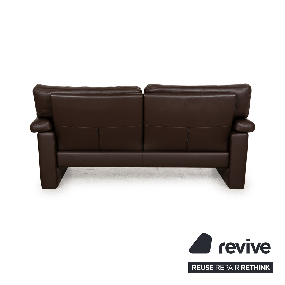 Erpo CL 300 Leather Two-Seater Brown Dark Brown Sofa Couch Manual Function
