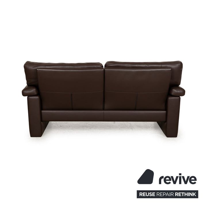 Erpo CL 300 Leather Two-Seater Brown Dark Brown Sofa Couch Manual Function