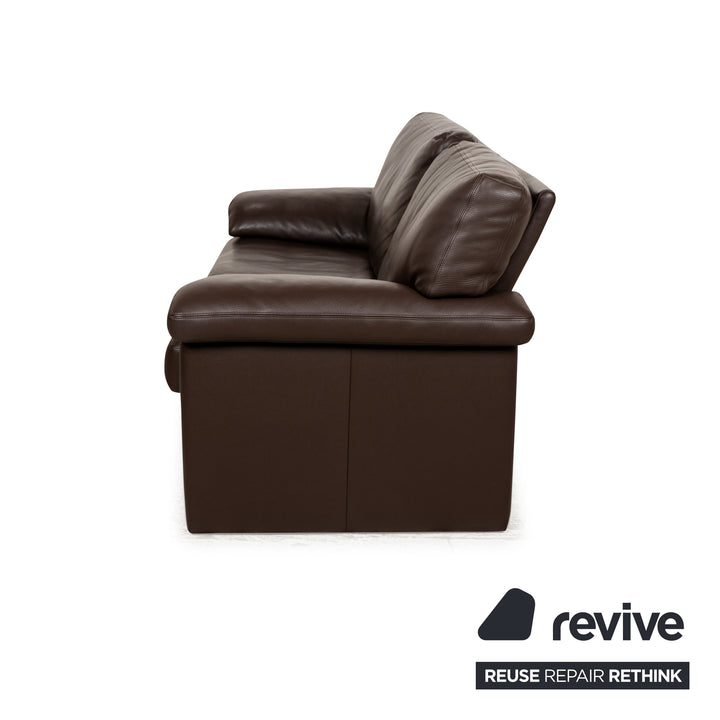 Erpo CL 300 Leather Two-Seater Brown Dark Brown Sofa Couch Manual Function