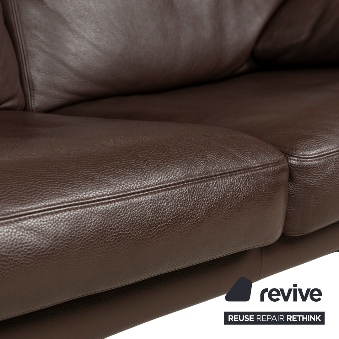 Erpo CL 300 Leather Two-Seater Brown Dark Brown Sofa Couch Manual Function
