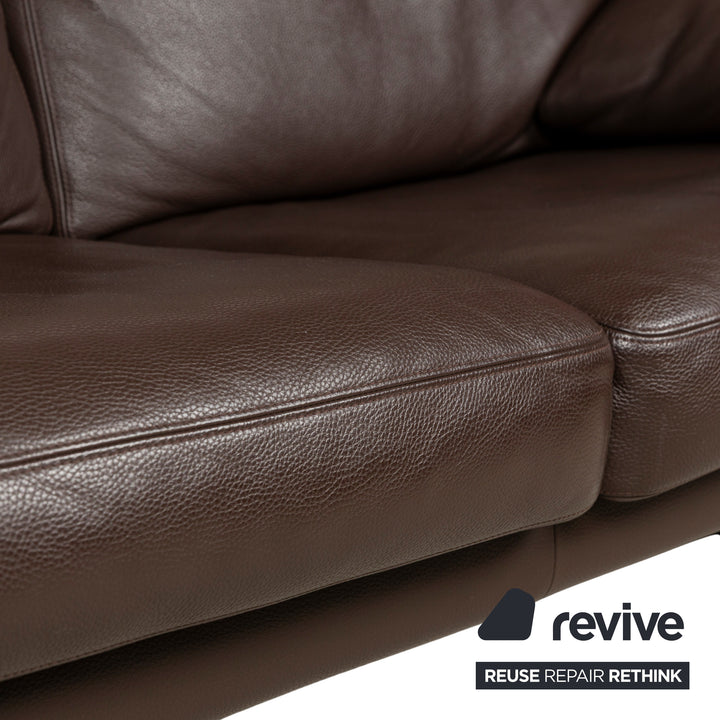 Erpo CL 300 Leather Two-Seater Brown Dark Brown Sofa Couch Manual Function
