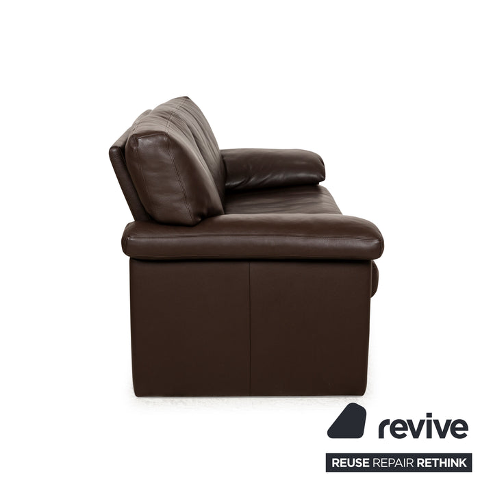 Erpo CL 300 Leather Two-Seater Brown Dark Brown Sofa Couch Manual Function