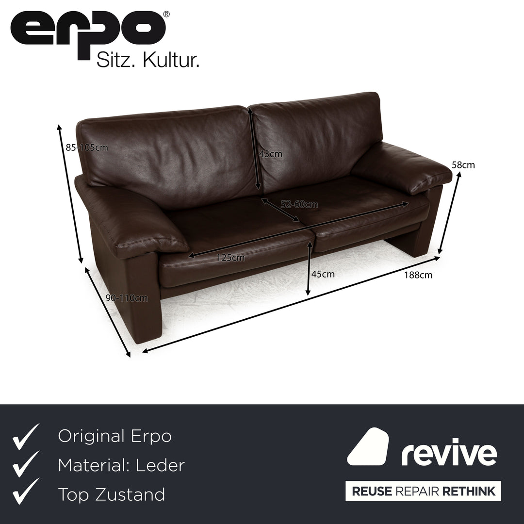 Erpo CL 300 Leder Zweisitzer Braun Dunkelbraun Sofa Couch manuelle Funktion