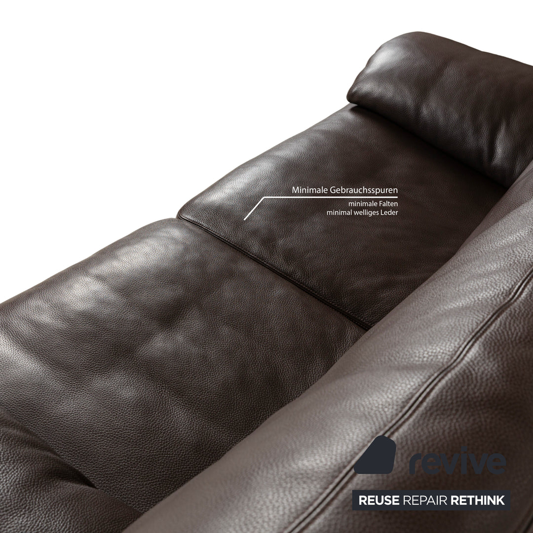 Erpo CL 300 Leather Two-Seater Brown Dark Brown Sofa Couch Manual Function