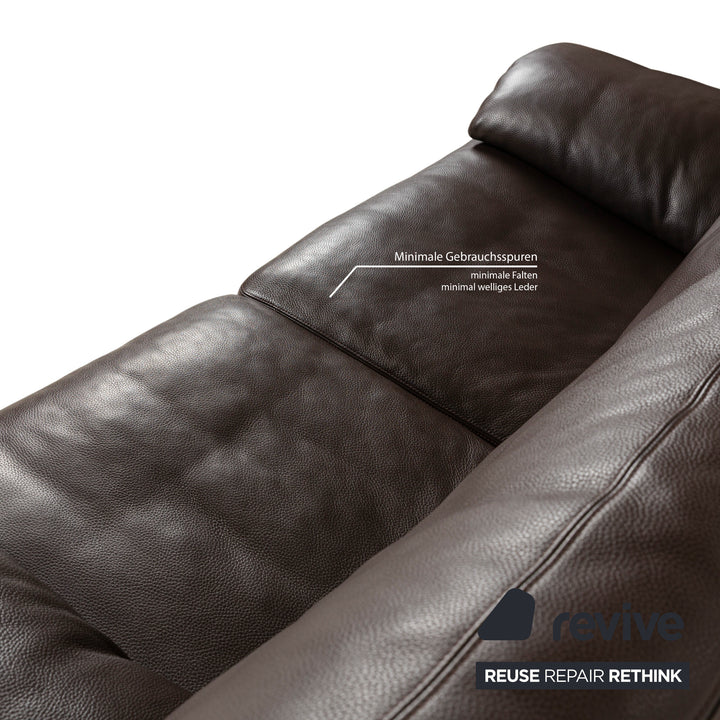 Erpo CL 300 Leather Two-Seater Brown Dark Brown Sofa Couch Manual Function