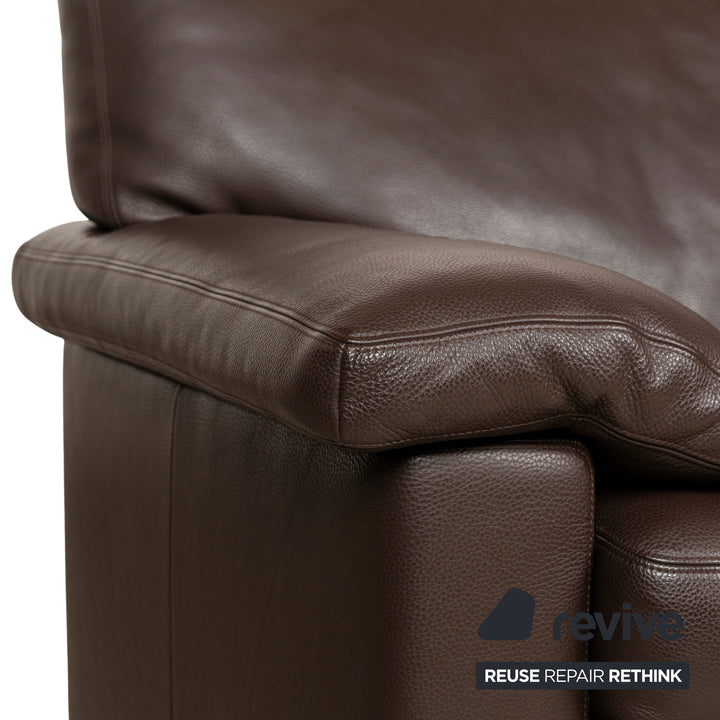 Erpo CL 300 Leather Two-Seater Brown Dark Brown Sofa Couch Manual Function