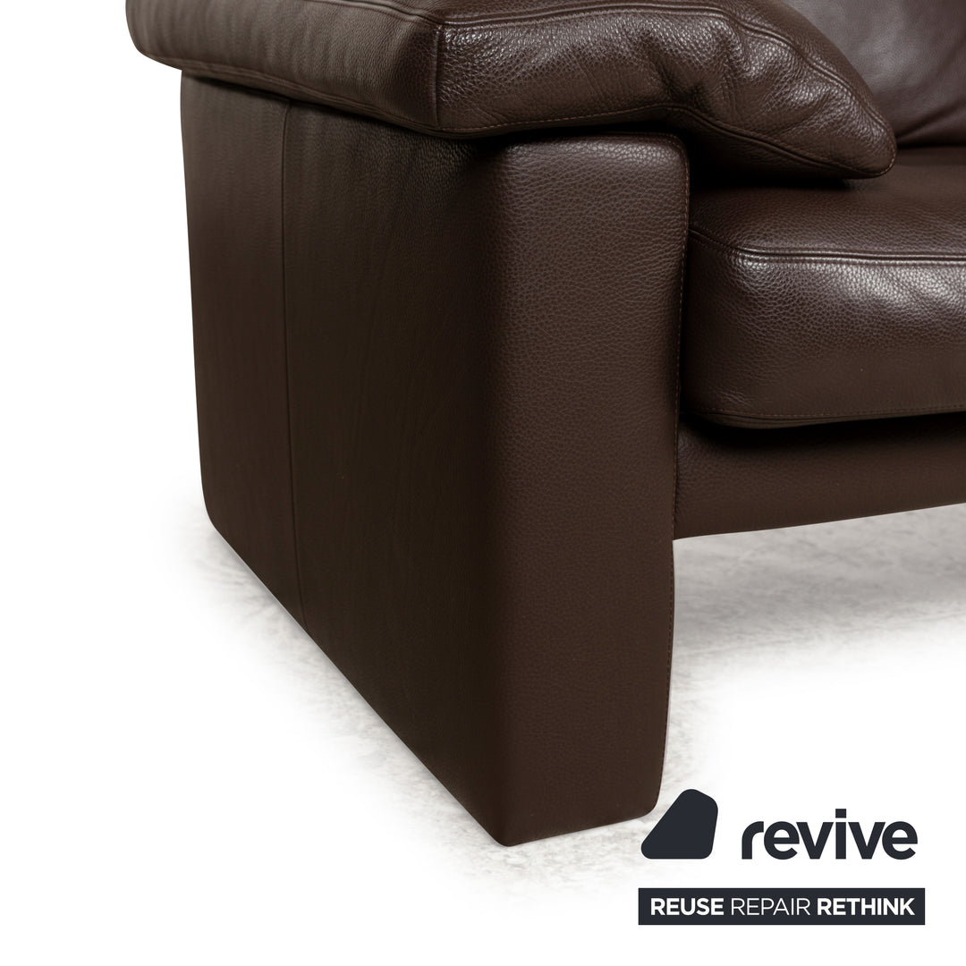 Erpo CL 300 Leather Two-Seater Brown Dark Brown Sofa Couch Manual Function