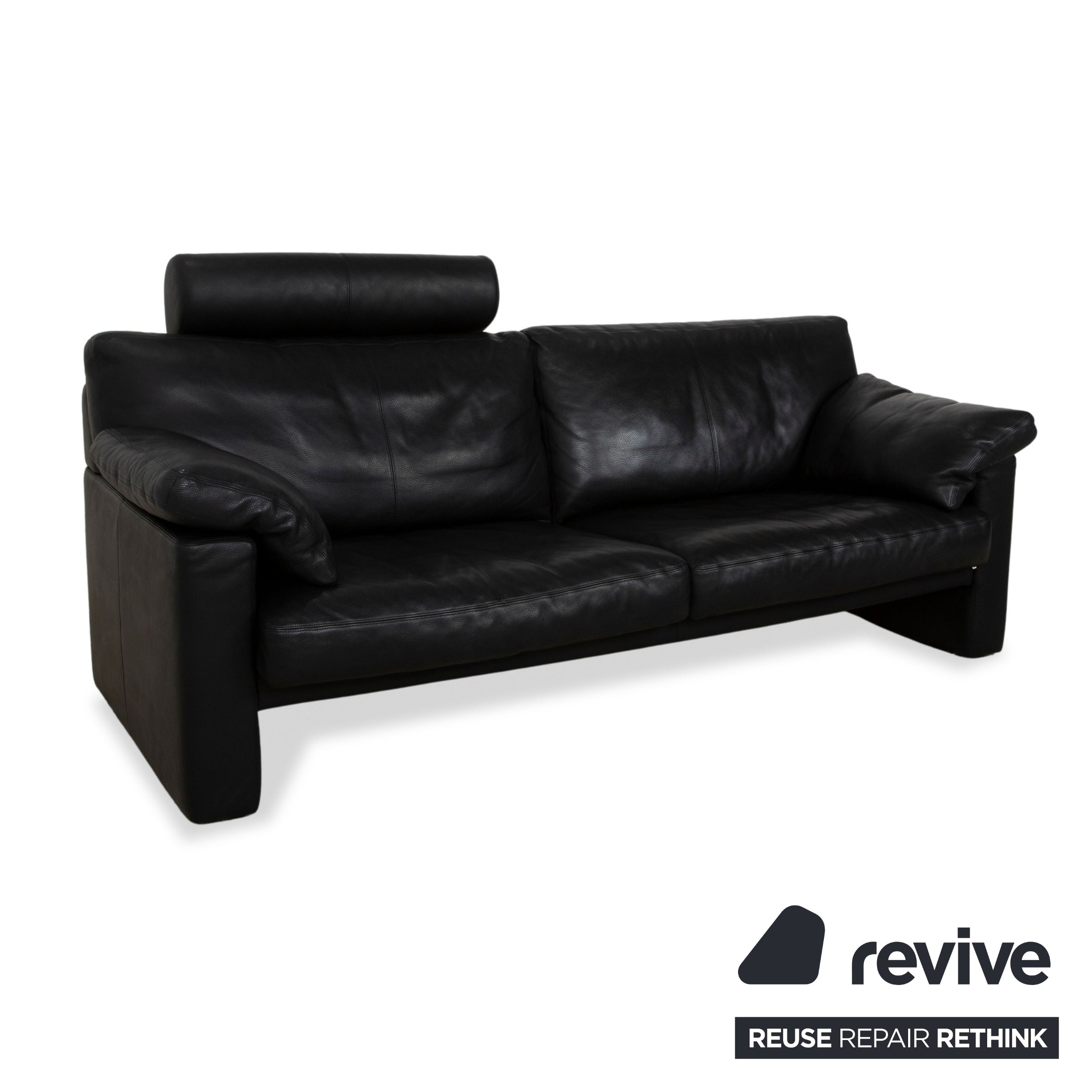 Erpo CL 300 Leather Two Seater Black Sofa Couch