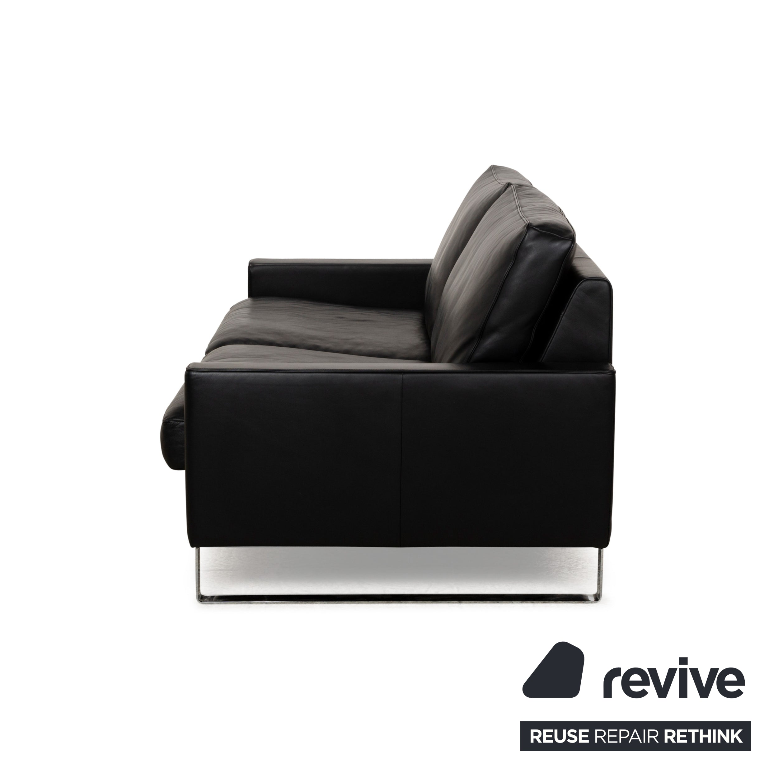 Erpo CL 500 Leather Three-Seater Black Sofa Couch