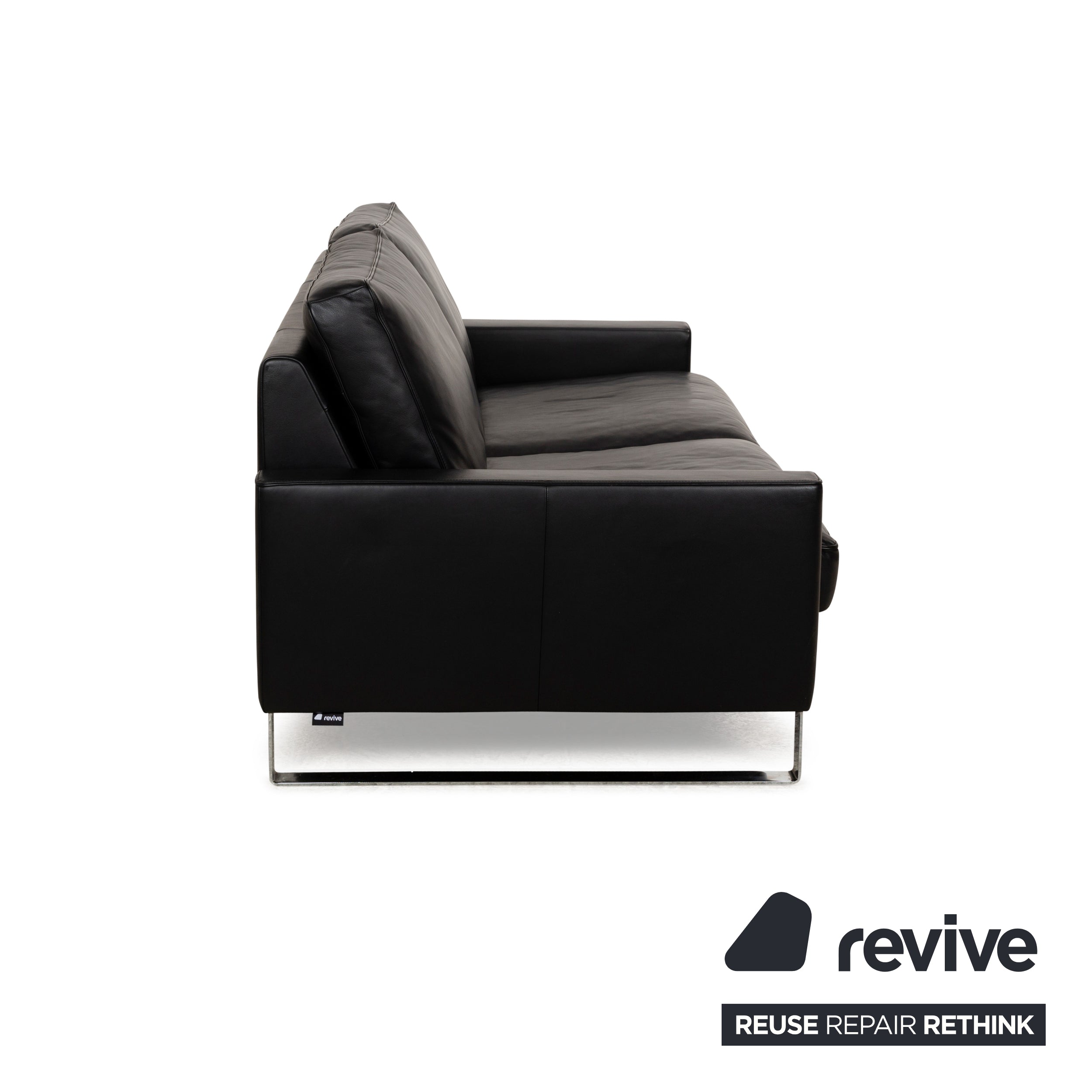 Erpo CL 500 Leather Three-Seater Black Sofa Couch