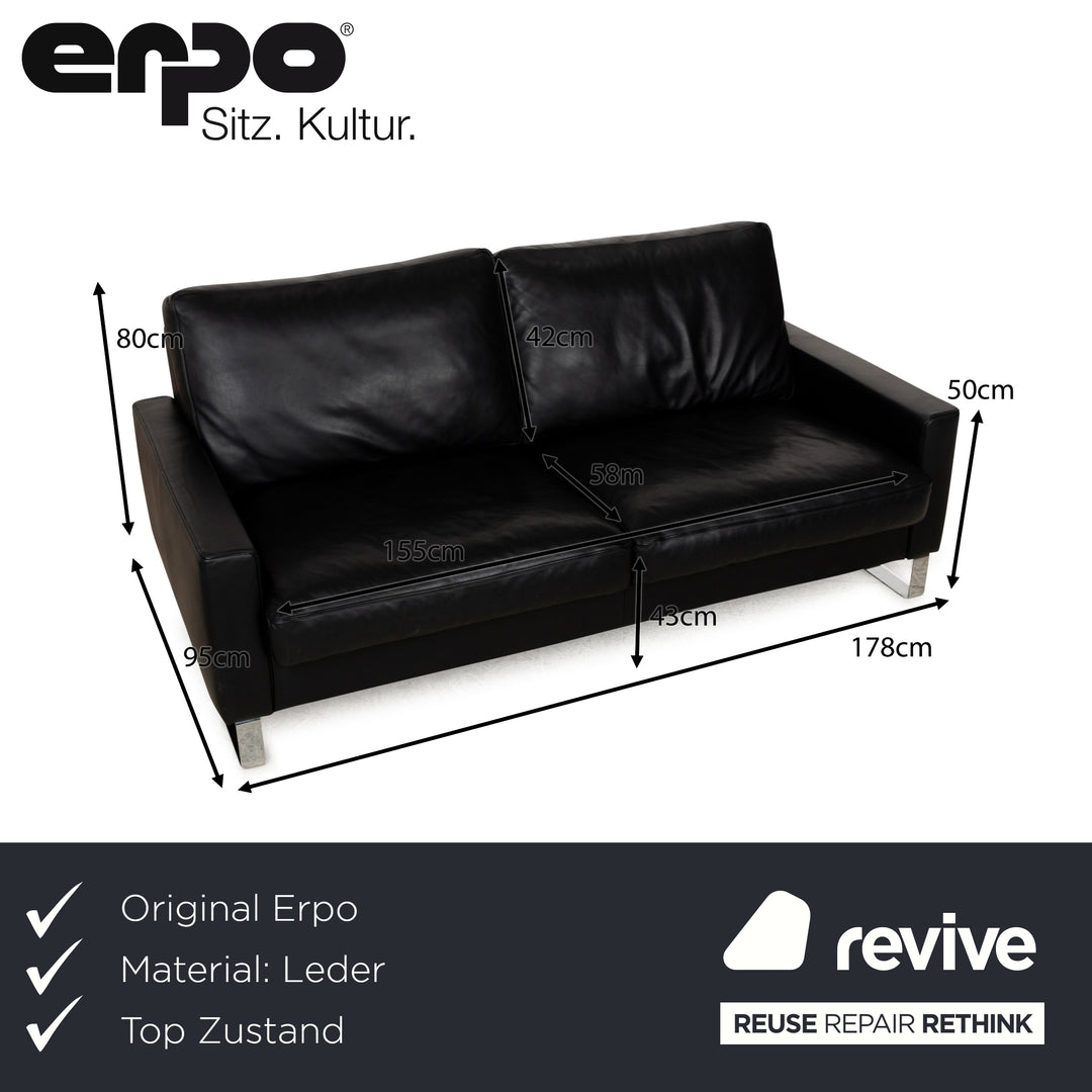 Canapé 3 places en cuir noir Erpo CL 500