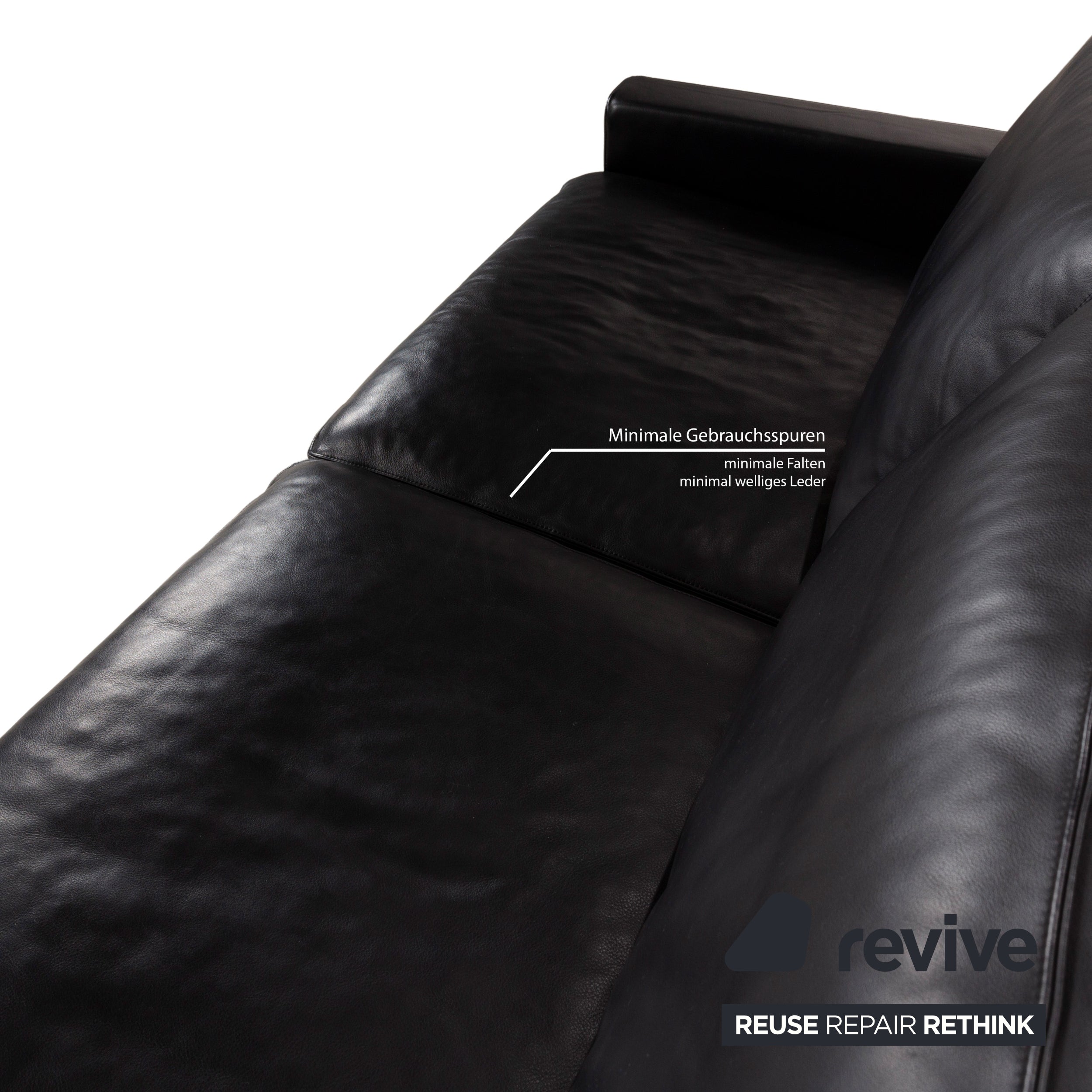 Erpo CL 500 Leather Three-Seater Black Sofa Couch