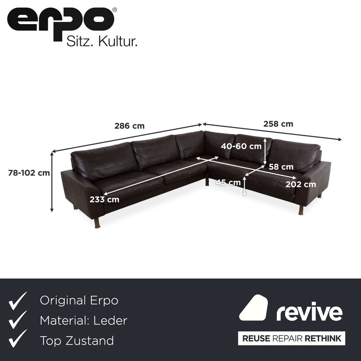 Canapé d'angle en cuir marron Erpo CL 500
