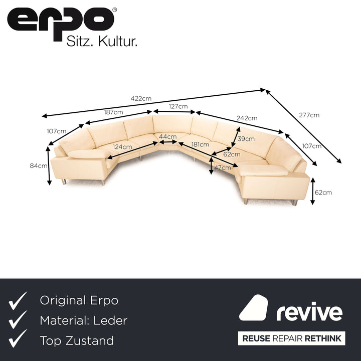 Erpo CL 500 canapé d'angle en cuir crème canapé canapé