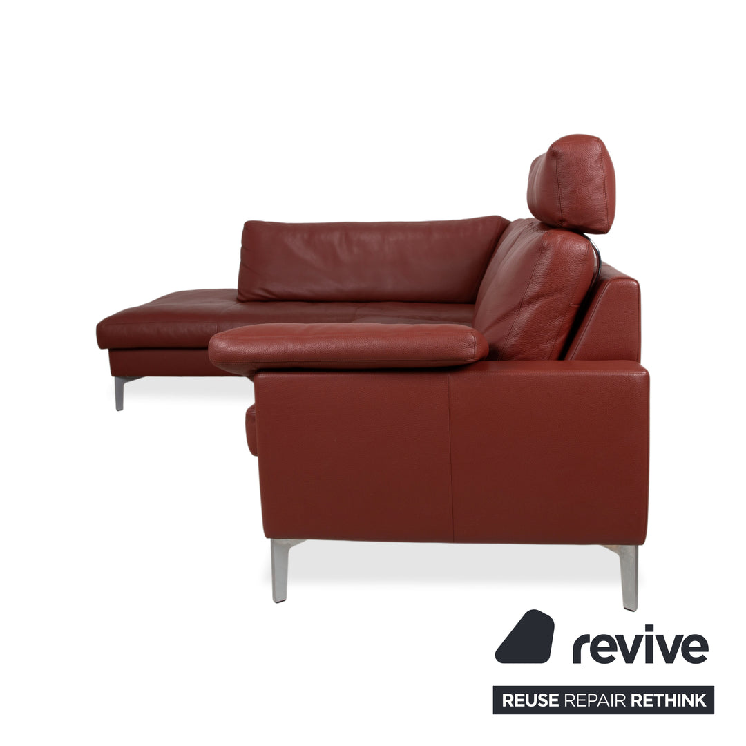 Erpo CL 500 Leder Ecksofa Rot Terracotta Kopfstütze manuelle Funktion Sofa Couch