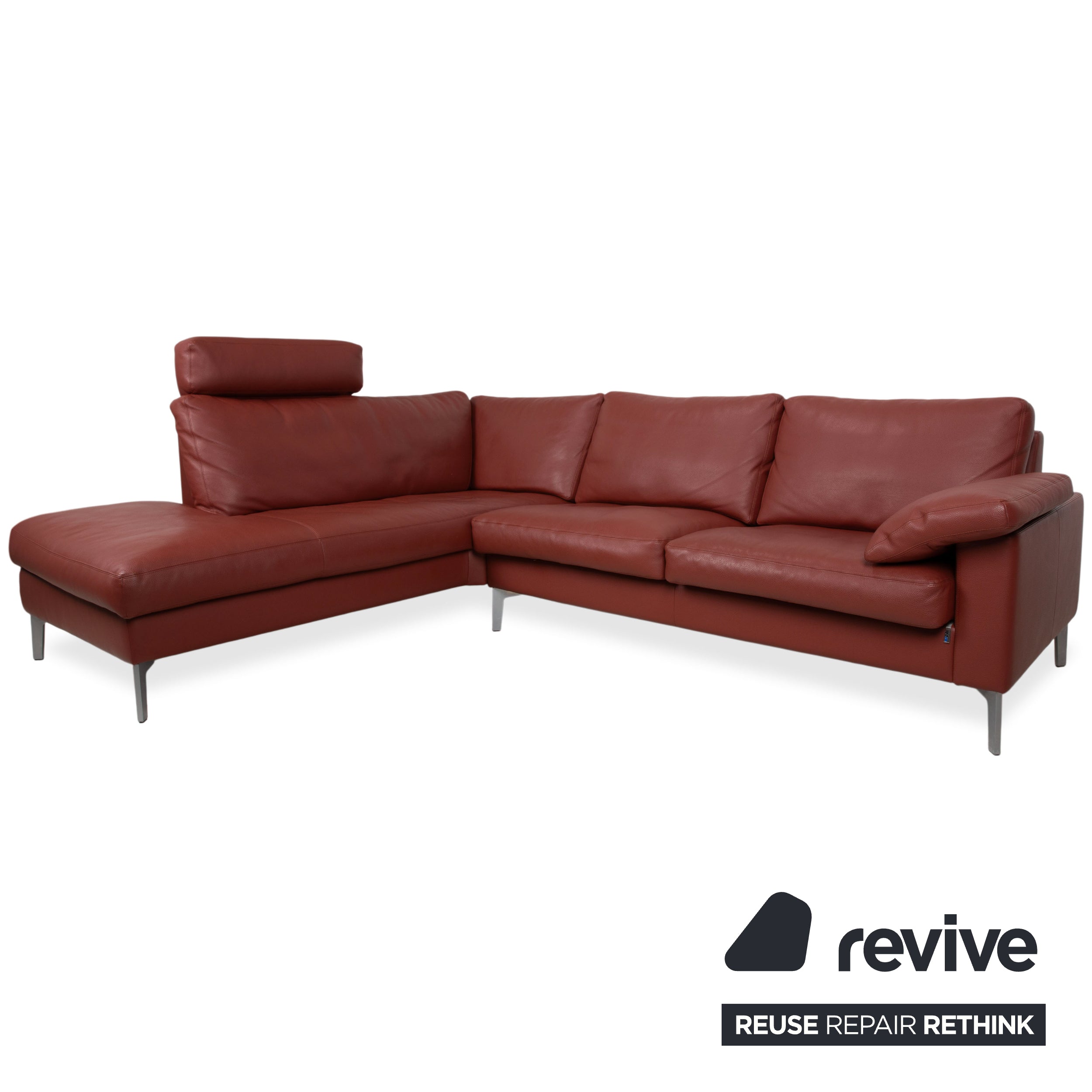 Erpo CL 500 Leder Ecksofa Rot Terracotta Kopfstütze manuelle Funktion Sofa Couch