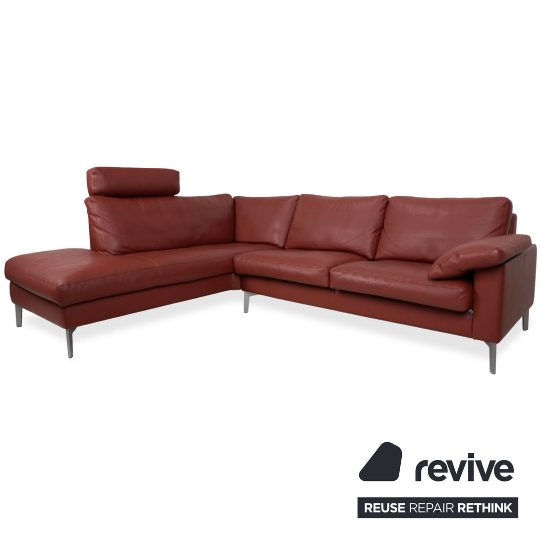 Erpo CL 500 Leder Ecksofa Rot Terracotta Kopfstütze manuelle Funktion Sofa Couch