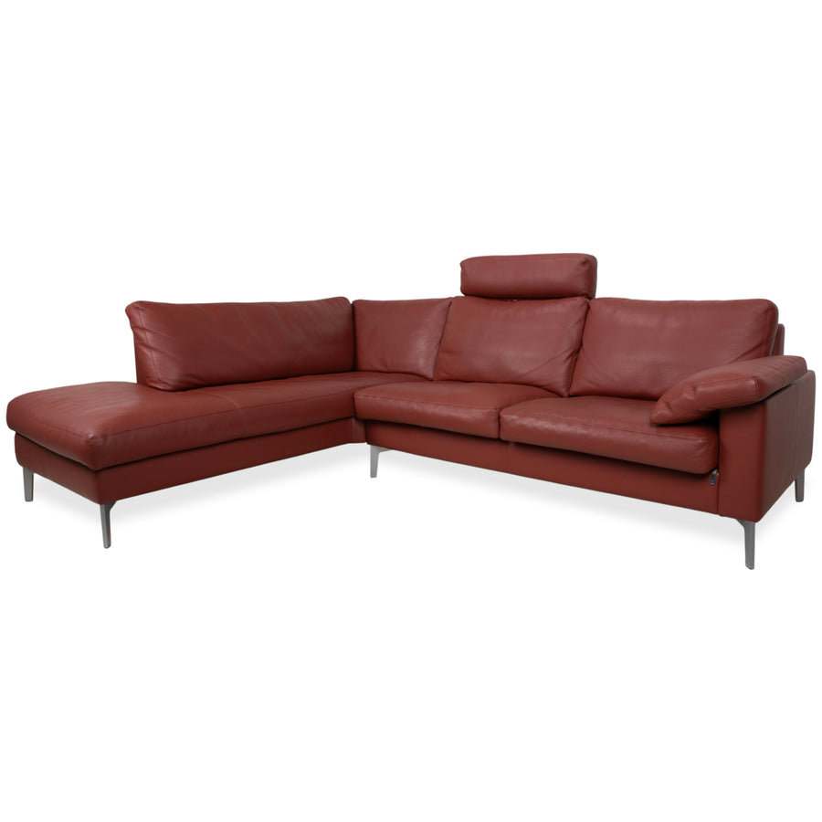 Erpo CL 500 leather corner sofa red terracotta headrest manual function sofa couch