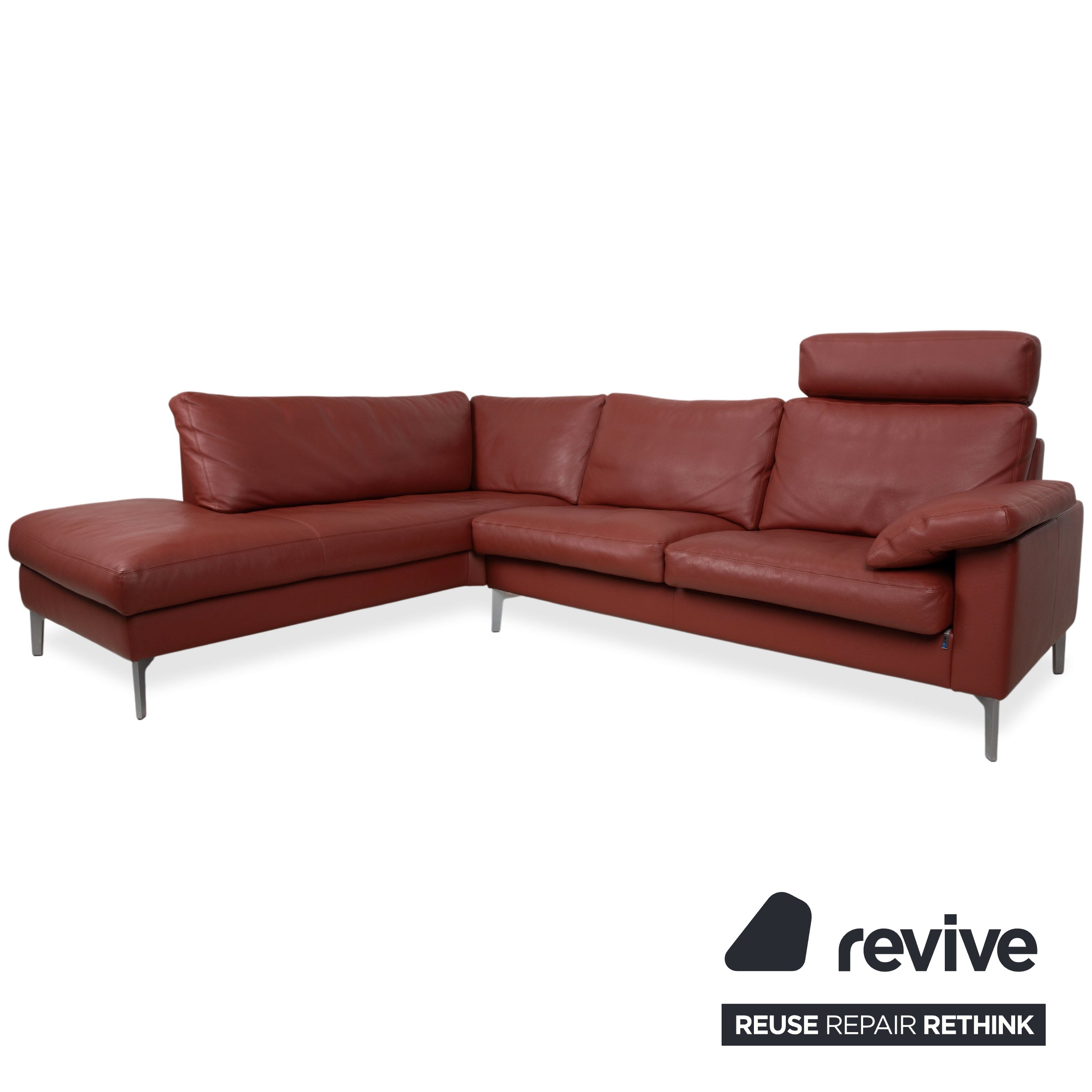 Erpo CL 500 Leder Ecksofa Rot Terracotta Kopfstütze manuelle Funktion Sofa Couch