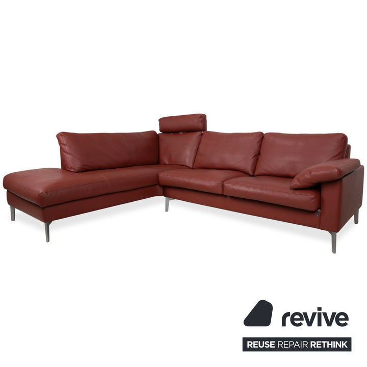 Erpo CL 500 leather corner sofa red terracotta headrest manual function sofa couch