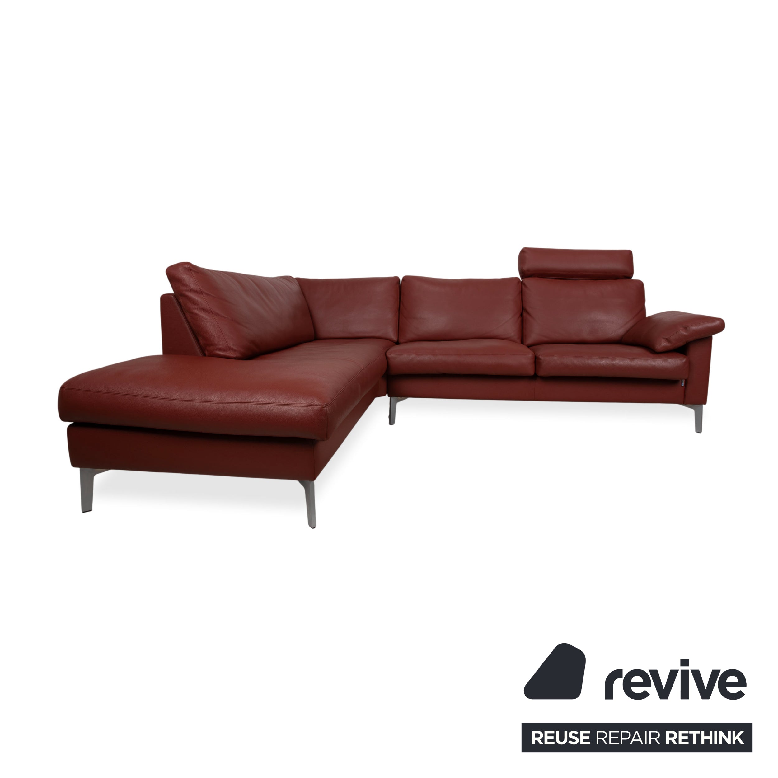 Erpo CL 500 Leder Ecksofa Rot Terracotta Kopfstütze manuelle Funktion Sofa Couch