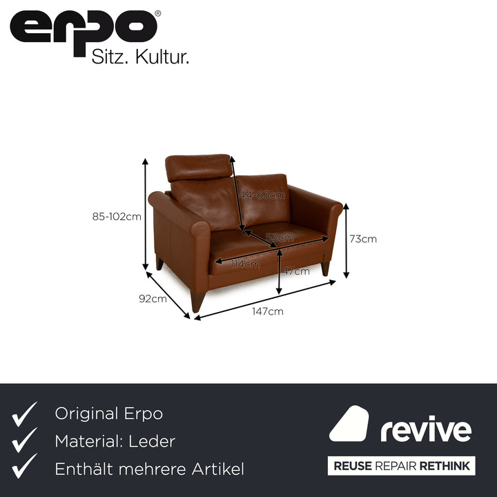 Erpo CL 500 leather sofa set brown including headrest 2x two-seater couch