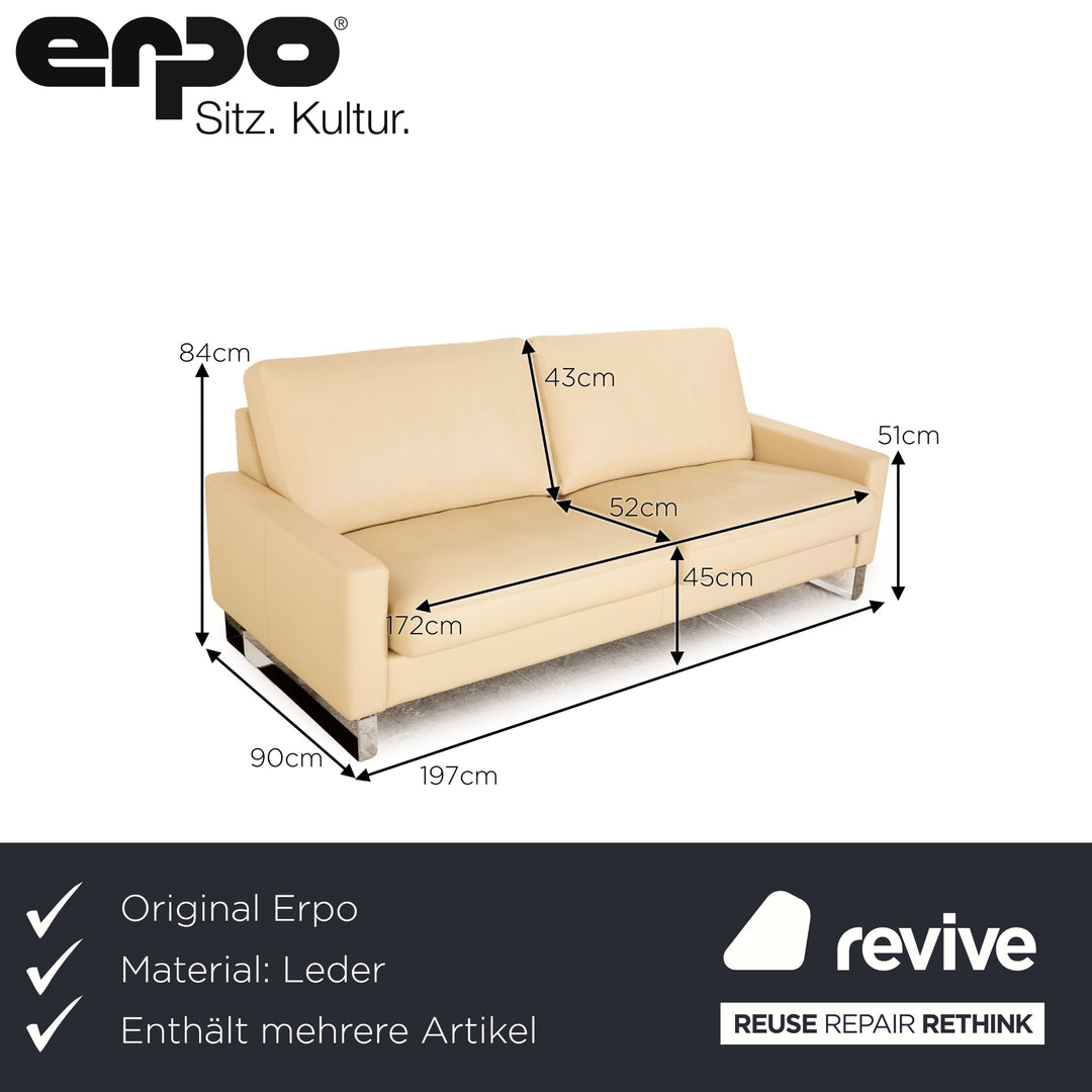 Erpo CL 500 leather sofa set cream 2x three-seater sofa couch