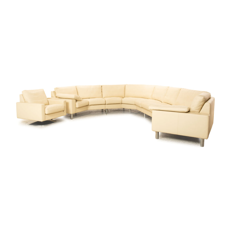Erpo CL 500 Leder Sofa Garnitur Creme Ecksofa Sessel Couch