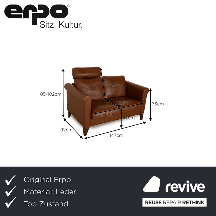 Erpo CL 500 Leder Zweisitzer Braun inkl. Kopfstütze Sofa Couch